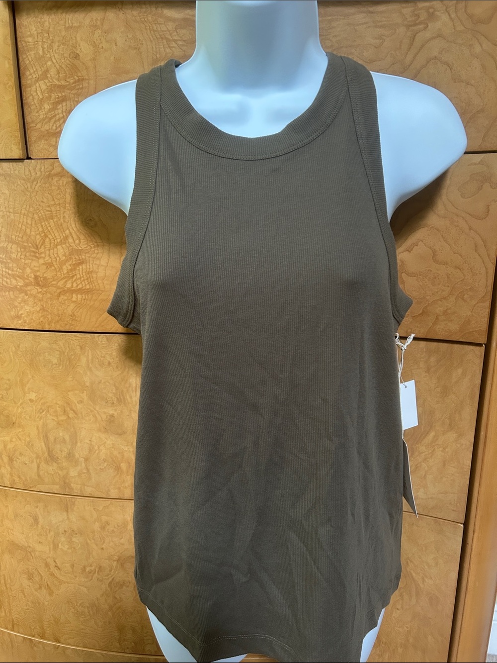 Women's Ribbed Tank Top in Olive Green